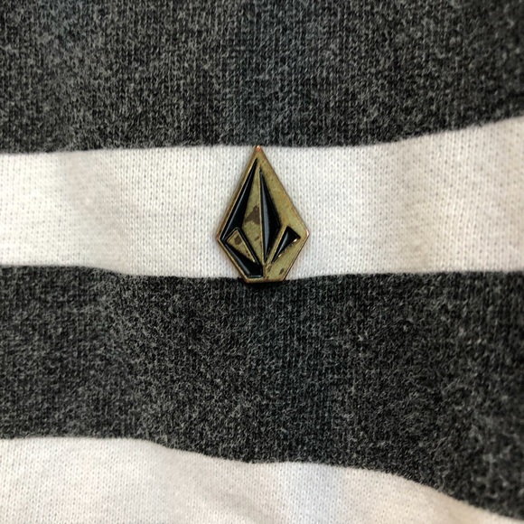 Volcom Women’s Zip Hoodie Sweatshirt sz L/ G Cotton Blend Striped Black White - Picture 5 of 9